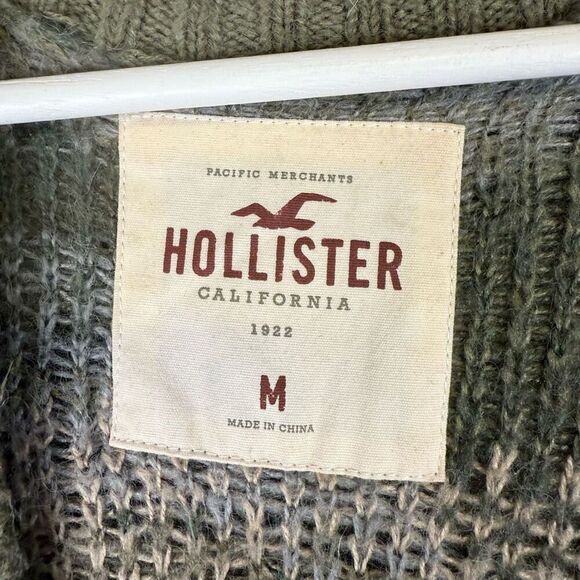 Hollister Women's Small Blue Green Camo Print Cardigan Sweater Acrylic Knit - Picture 3 of 7
